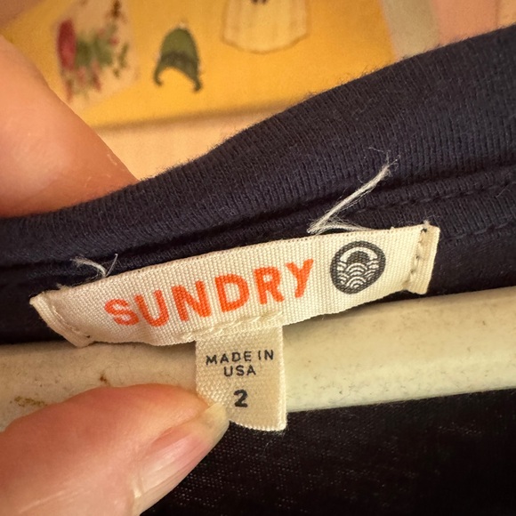 Sundry Navy Tee with Pink Stars - Picture 2 of 4